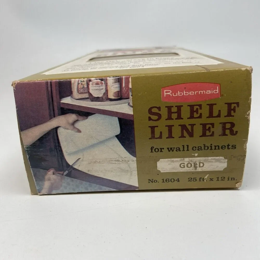 Vintage Rubbermaid Gold Shelf Liner NOS 12” x 25’ Roll w/ Original Box